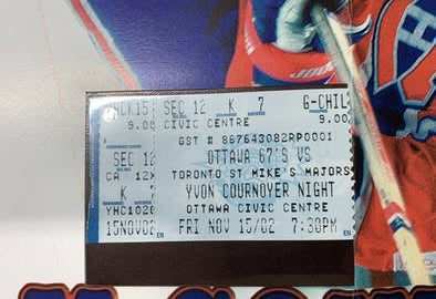 Autographed Yvan Cournoyer Poster & Ticket Stub - 2002 Ottawa 67's Special Night