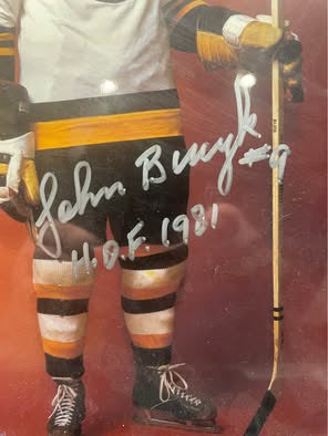 Johnny Bucyk Autographed & Framed Boston Bruins Photo (COA / HOF 1981)