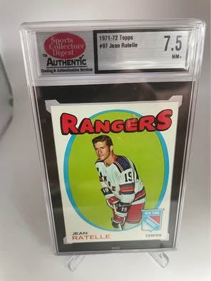 1971-72 Topps Jean Ratelle #97 - New York Rangers - SCD Graded 7.5 NM+