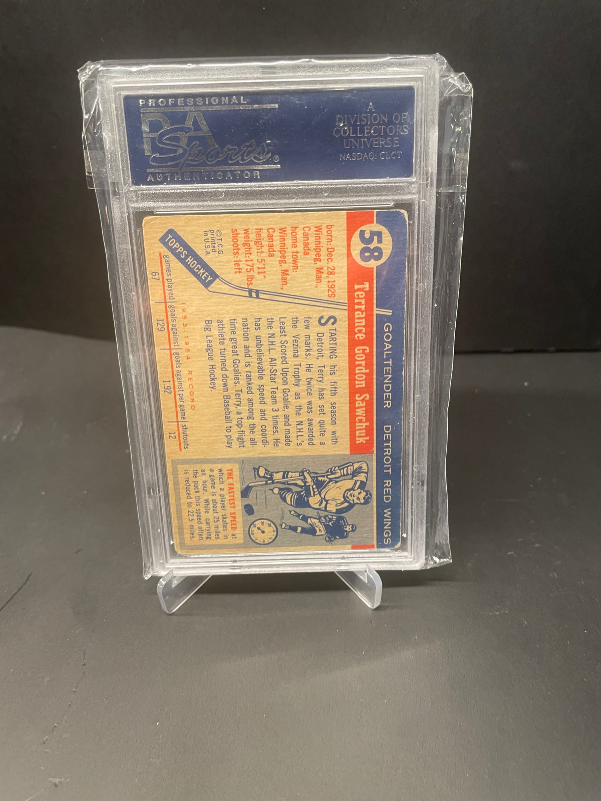 1954 Topps Terry Sawchuk #58 - PSA 2 GOOD (Detroit Red Wings HOF)