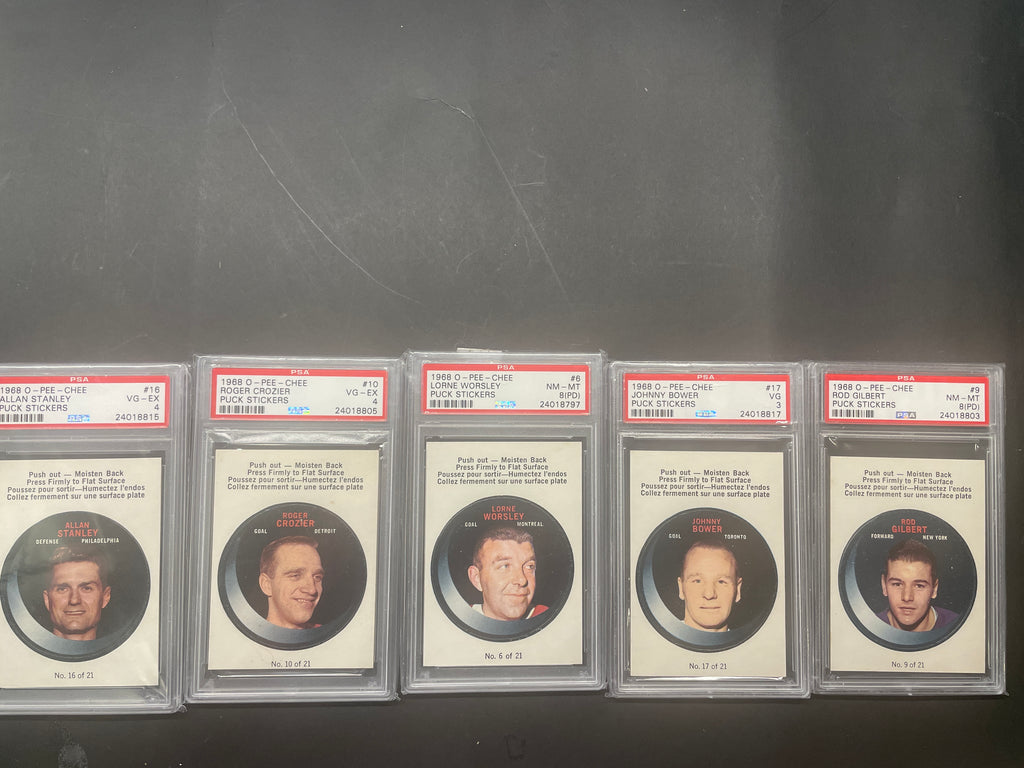 1968-69 O-Pee-Chee Hockey Puck Stickers - PSA Graded Lot (Vintage OPC)