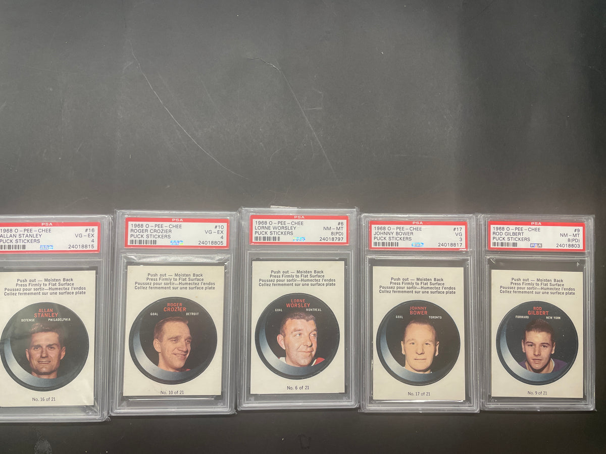 1968-69 O-Pee-Chee Hockey Puck Stickers - PSA Graded Lot (Vintage OPC)