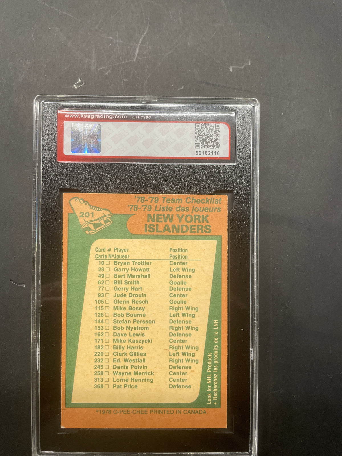 1978-79 O-Pee-Chee New York Islanders Team Checklist #201 - KSA 4.5 VGE+