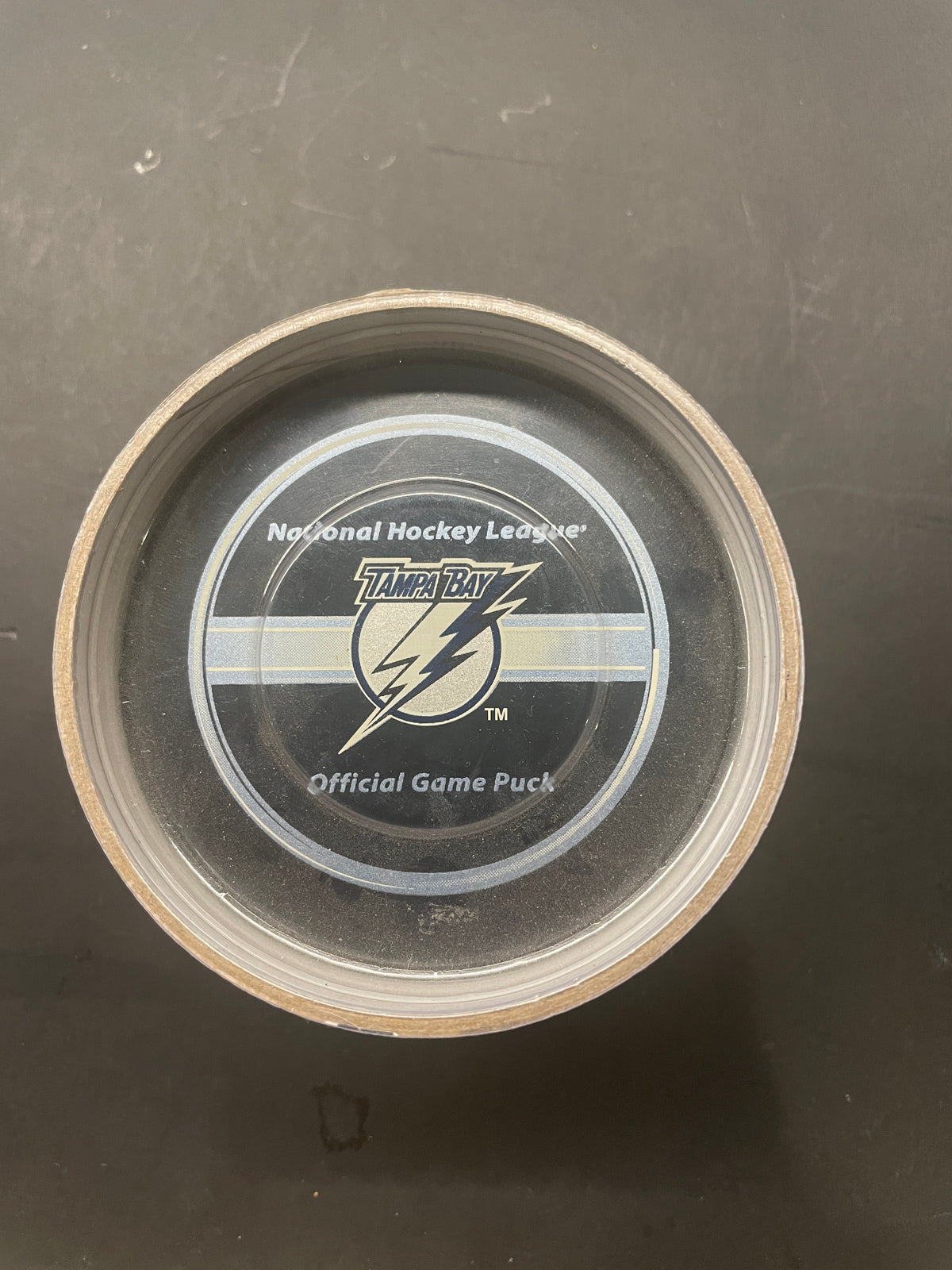 Vintage Tampa Bay Lightning NHL Official Game Puck with Center Ice Display Case