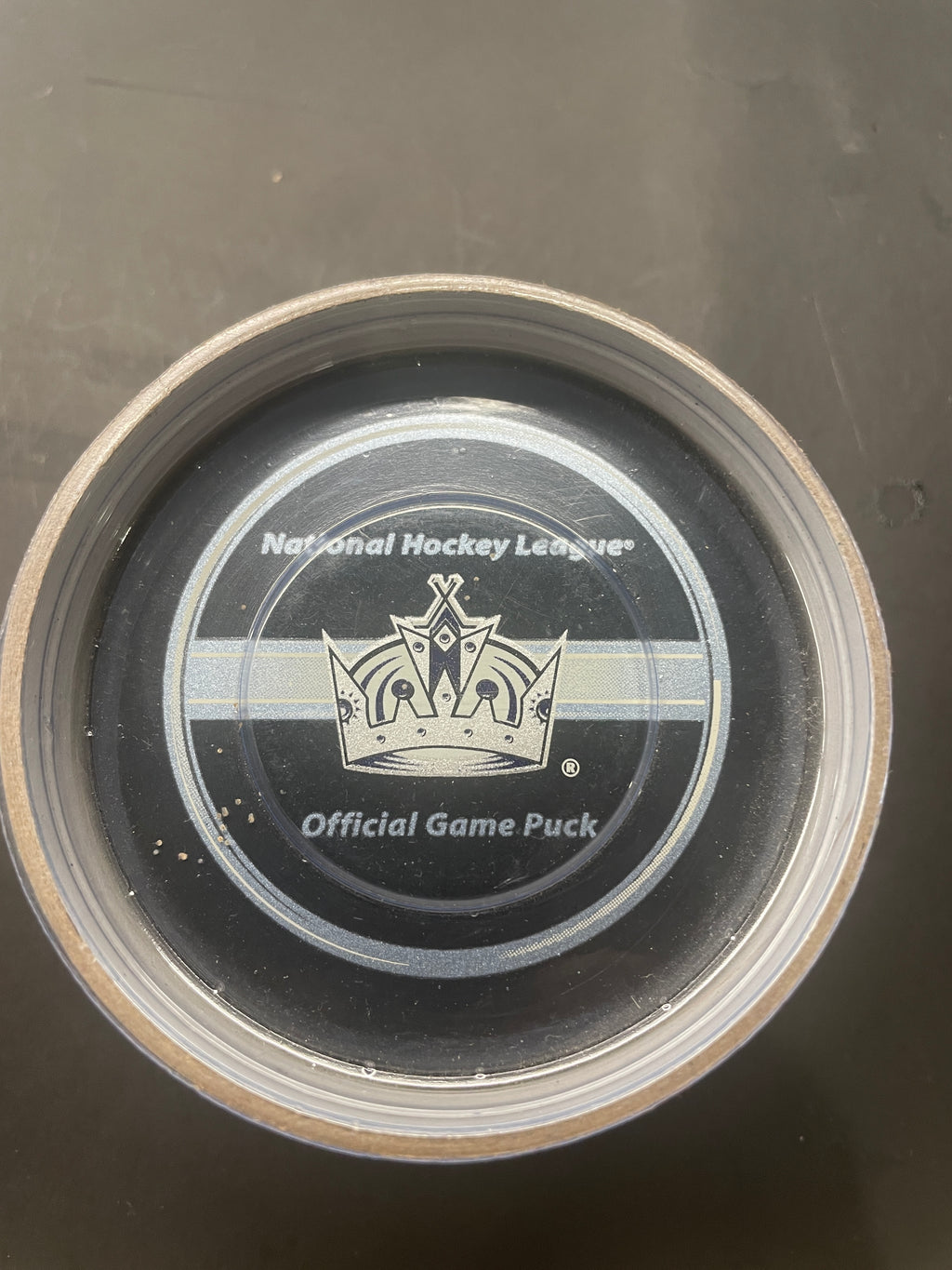 Vintage Los Angeles Kings NHL Official Game Puck with Center Ice Display Case