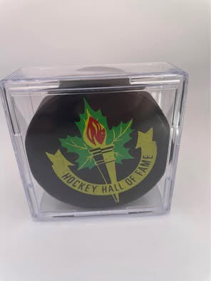 Vintage Hockey Hall of Fame Souvenir Puck with Protective Case