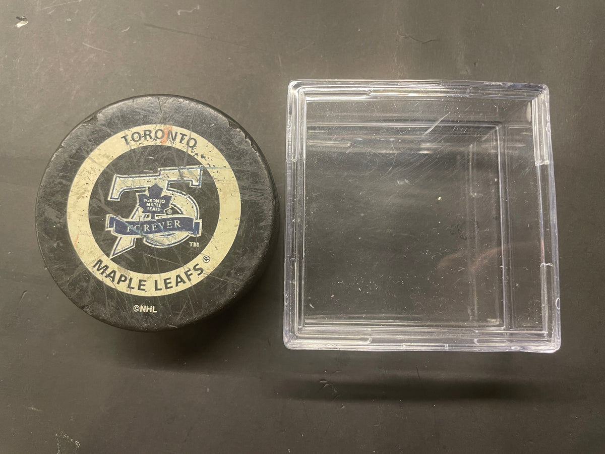 Vintage Toronto Maple Leafs 75th Anniversary Official Game Puck with Display Case