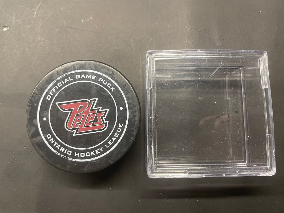Peterborough Petes OHL Official Game Puck with Display Case - Tim Hortons Sponsor