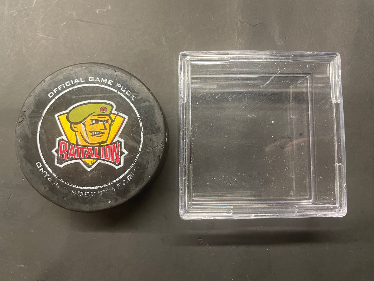 North Bay Battalion OHL Official Game Puck with Display Case