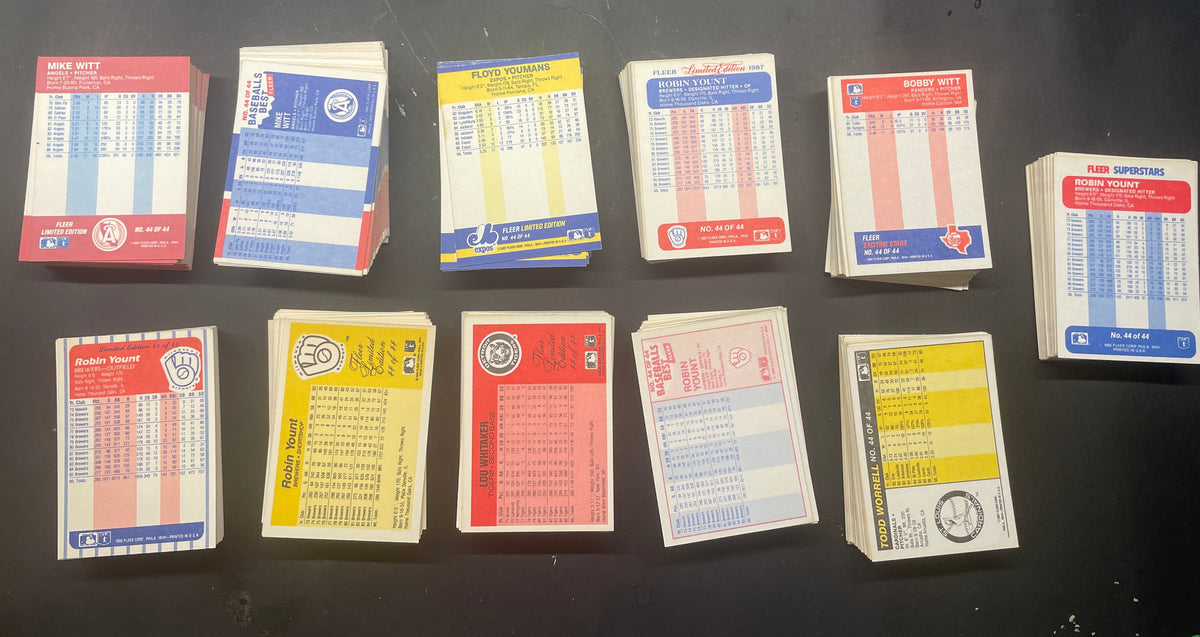 10 Complete Vintage Fleer Baseball Mini Sets (1985–1987) – 440+ Cards!