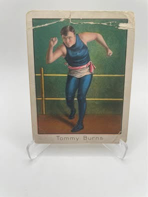 1910 T220 Mecca Cigarettes Tommy Burns Heavyweight Champion Boxing Card - Rare Pre-War