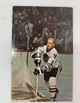 Vintage 1960s Bobby Hull Dual-Signed Harold Barkley Postcard – Chicago Blackhawks