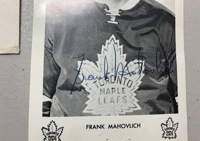 Vintage 1967 Frank Mahovlich Signed Photo & Maple Leaf Gardens Envelope – 1967 Stanley Cup Era