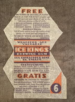 Impossible-to-Find 1933/34 Ice Kings Chewing Gum Hockey Wrapper – World Wide Gum Co.